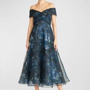 Theia Auden Floral Organza Dress Gown